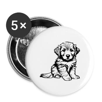 Labrador propriétaire chiot Labrador Retriever - Lot de 5 grands badges (56 mm) - blanc - Devant