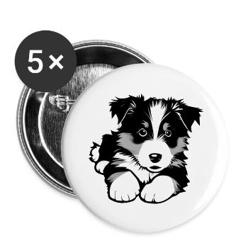 Propriétaire de chien chiot berger australien - Lot de 5 grands badges (56 mm) - blanc - Devant