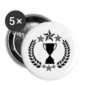 Lorbeerkranz mit Becher und Sternen - Buttons groß 56 mm (5er Pack) - Weiß - Vorne