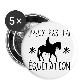 J Peux pas j ai équitation - Lot de 5 grands badges (56 mm) - blanc - Devant