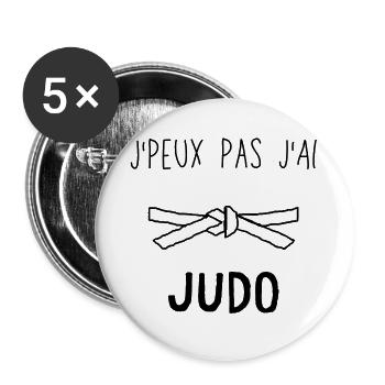 J Peux Pas J Ai Judo - Lot de 5 grands badges (56 mm) - blanc - Devant