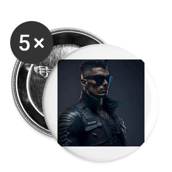 Policier Policier - Lot de 5 grands badges (56 mm) - blanc - Devant