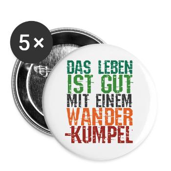 Wanderwege Wanderer Statement Klettern Wandern - Buttons groß 56 mm (5er Pack) - Weiß - Vorne