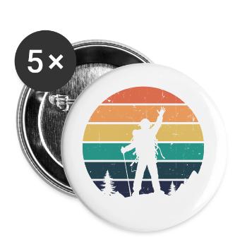 Glacier Hiking Hiker Hike Mountain Peaks - Buttons large 2.2''/56 mm (5-pack) - white - Front