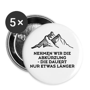 Lustige Sprüche Wandern Wanderwege Naturliebhaber - Buttons groß 56 mm (5er Pack) - Weiß - Vorne