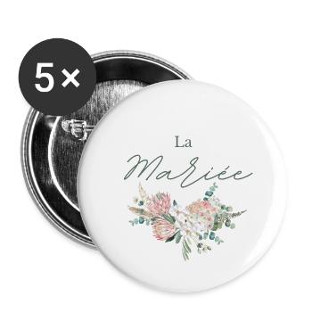La mariée floral - Lot de 5 grands badges (56 mm) - blanc - Devant