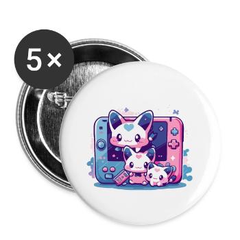Cute Niji Gamers - Buttons large 2.2''/56 mm (5-pack) - white - Front