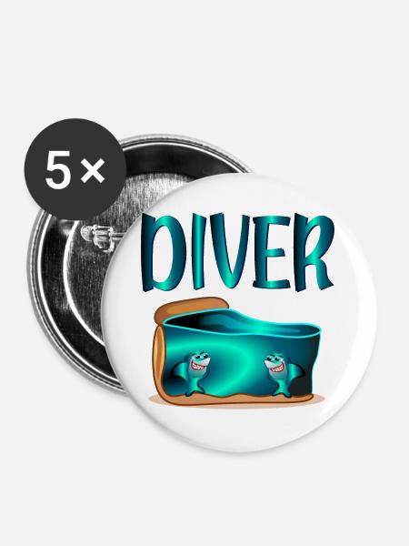 Tauchen – SHARKS CAKE - Buttons groß 56 mm (5er Pack) - Weiß
