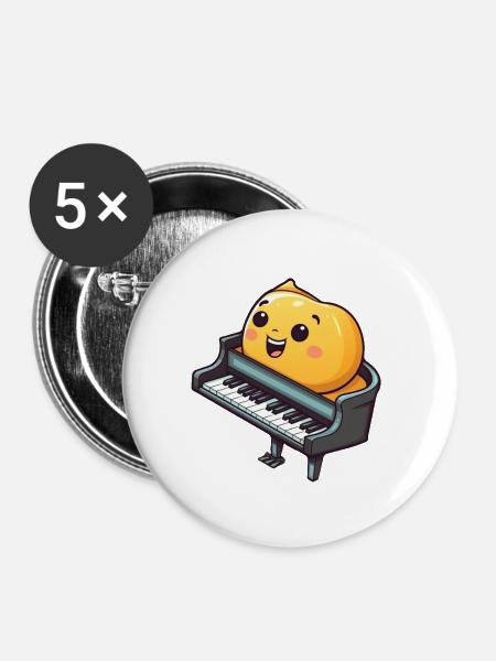 Klavier im Comic Stil - Buttons groß 56 mm (5er Pack) - Weiß