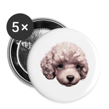 Pudelwelpe Hundewelpe Pudel Hundeliebe Hundehalter - Buttons groß 56 mm (5er Pack) - Weiß - Vorne