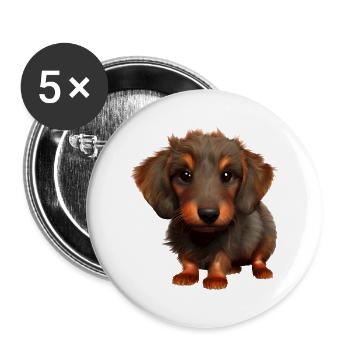 Dachshund Hund Hundehalter Hunde Dackelwelpe - Buttons groß 56 mm (5er Pack) - Weiß - Vorne