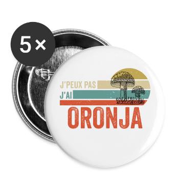 j'peux pas j'ai Oronja champignon Oronja - Lot de 5 grands badges (56 mm) - blanc - Devant