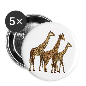 Giraffen - Buttons groß 56 mm (5er Pack) - Weiß - Vorne