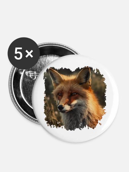 Schlau wie ein Fuchs - Buttons groß 56 mm (5er Pack) - Weiß