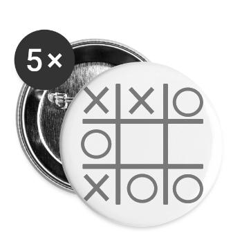 Tic-Tac-Toe Drei gewinnt Geschenkidee - Buttons groß 56 mm (5er Pack) - Weiß - Vorne