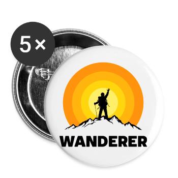 Wanderer Wandern Wanderung Bergwandern Spruch - Buttons groß 56 mm (5er Pack) - Weiß - Vorne