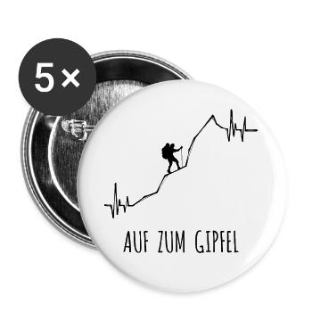 Bergsteigen Wandern Statement Berge Bergwanderung - Buttons groß 56 mm (5er Pack) - Weiß - Vorne