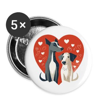 Hundeliebe - Buttons groß 56 mm (5er Pack) - Weiß - Vorne