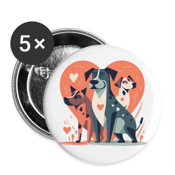 Hundeliebe - Buttons groß 56 mm (5er Pack) - Weiß - Vorne