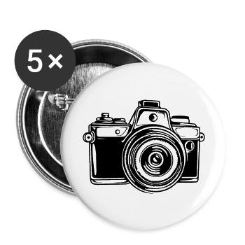 Photographe Photographie Caméra de photographie - Lot de 5 grands badges (56 mm) - blanc - Devant