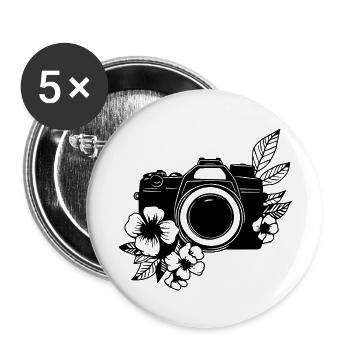 Photographe Photographie Caméra de photographie - Lot de 5 grands badges (56 mm) - blanc - Devant