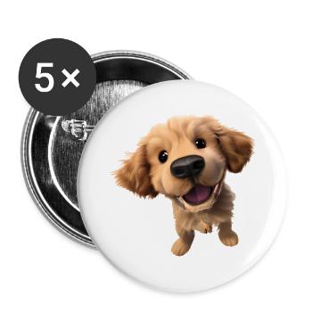 Puppy Golden Retriever Dogs Dog Owners - Buttons large 2.2''/56 mm (5-pack) - white - Front