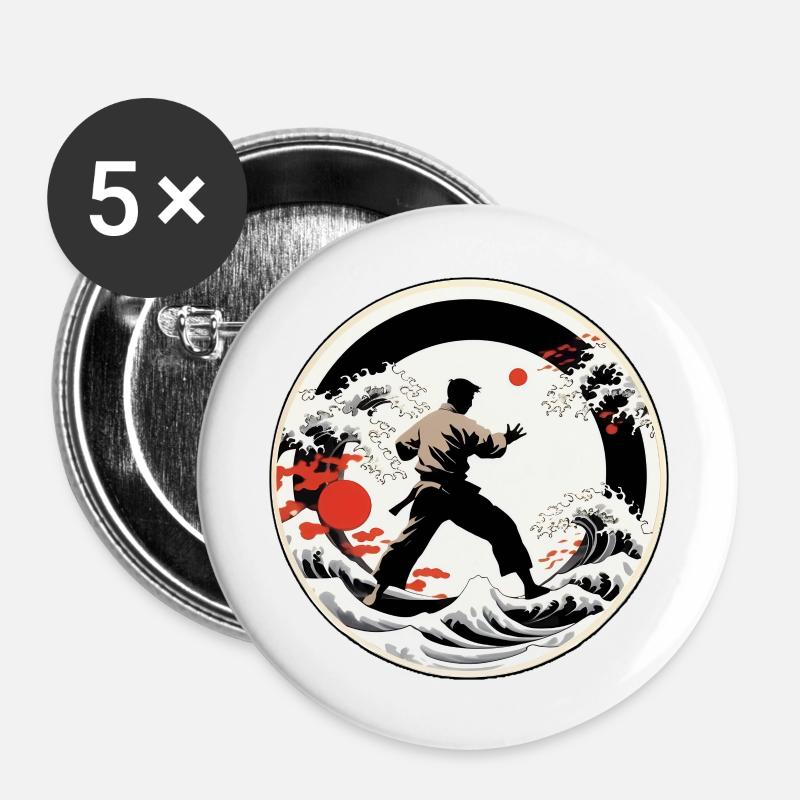 Karate Training - Buttons large 2.2''/56 mm (5-pack) - white