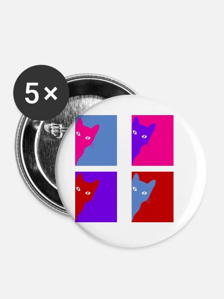 Retro-Chat - Buttons groß 56 mm (5er Pack) - Weiß