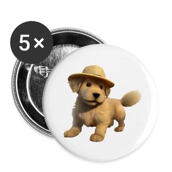 Chiot Golden Retriever Chiens Propriétaires de chiens - Lot de 5 grands badges (56 mm) - blanc - Devant