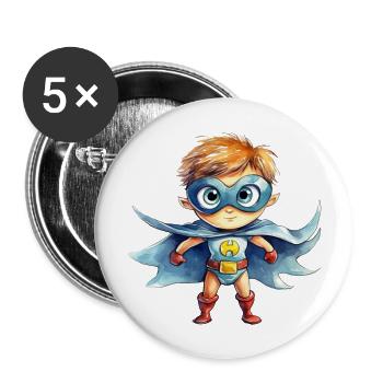 Superhero Watercolor Illustration - Buttons large 2.2''/56 mm (5-pack) - white - Front