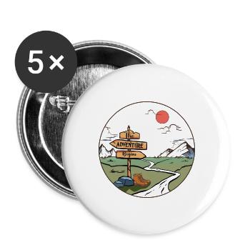 Das Abenteuer beginnt - Buttons groß 56 mm (5er Pack) - Weiß - Vorne