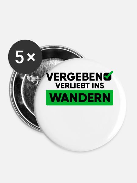 Wandern Wanderung Statement Wanderer Bergwanderung - Buttons groß 56 mm (5er Pack) - Weiß