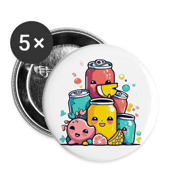 Sodas Kawaii - Lot de 5 grands badges (56 mm) - blanc - Devant