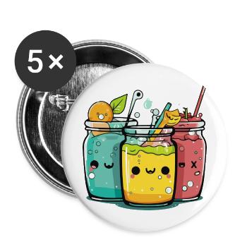 Kawaii fruit juices - Buttons large 2.2''/56 mm (5-pack) - white - Front