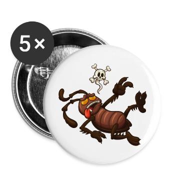 Tote Karikatur-Kakerlake - Buttons groß 56 mm (5er Pack) - Weiß - Vorne