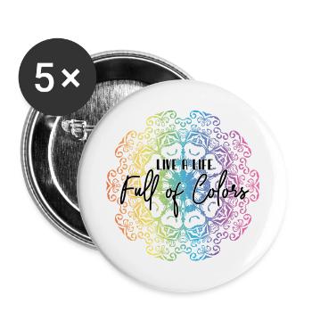 Live a life full of colors - Buttons large 2.2''/56 mm (5-pack) - white - Front