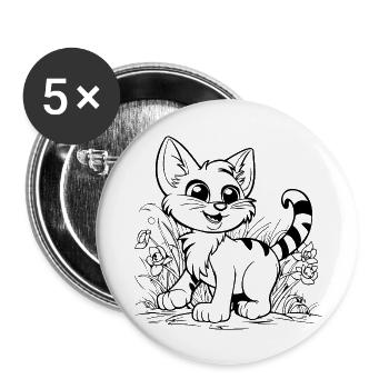 Cat Cat Kitten Cat Lady - Buttons large 2.2''/56 mm (5-pack) - white - Front