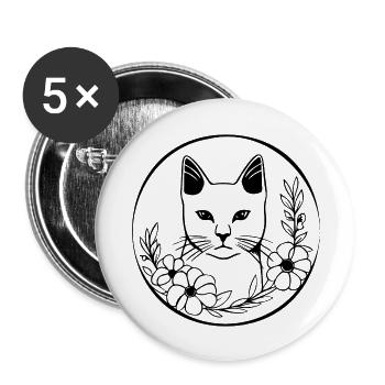 Cat Cat Kitten Cat Lady - Buttons large 2.2''/56 mm (5-pack) - white - Front