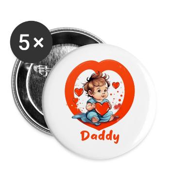 Ich liebe Papa - Buttons groß 56 mm (5er Pack) - Weiß - Vorne
