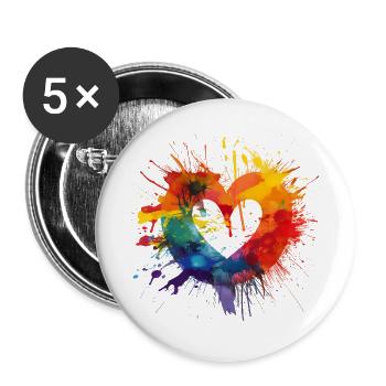 LOVE IS LOVE - Buttons large 2.2''/56 mm (5-pack) - white - Front