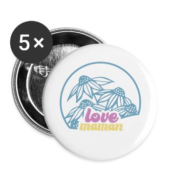 SA015 ecusson floral 1 - Lot de 5 grands badges (56 mm) - blanc - Devant