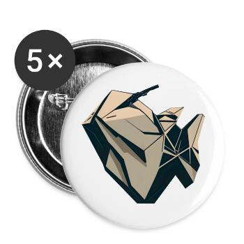 Moto géométrique - Lot de 5 grands badges (56 mm) - blanc - Devant