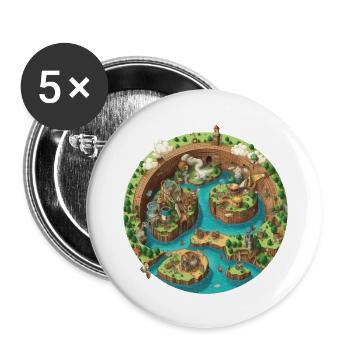 Gaming World Map - Jump and Run - Buttons groß 56 mm (5er Pack) - Weiß - Vorne