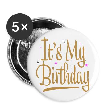 It ́s My Birthday - Buttons large 2.2''/56 mm (5-pack) - white - Front