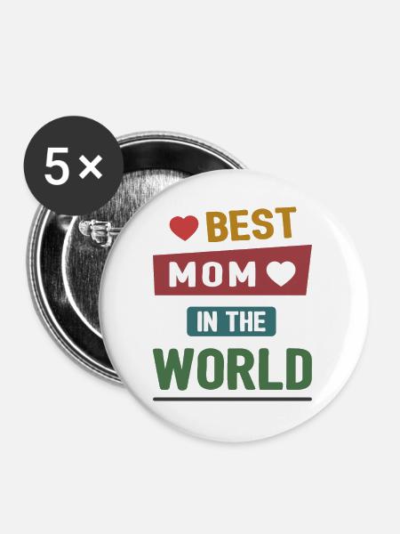 Beste Mutter der Welt - Buttons groß 56 mm (5er Pack) - Weiß