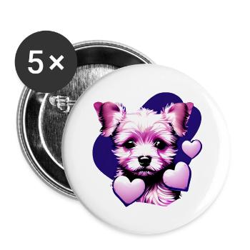 Chien propriétaire du chien Yorkshire Terrier chiot - Lot de 5 grands badges (56 mm) - blanc - Devant