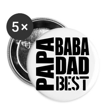Cadeaux pour la fête des pères - PAPA MULTILINGUAL - Lot de 5 grands badges (56 mm) - blanc - Devant