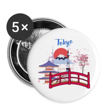 Tokio niedlich - Buttons groß 56 mm (5er Pack) - Weiß - Vorne