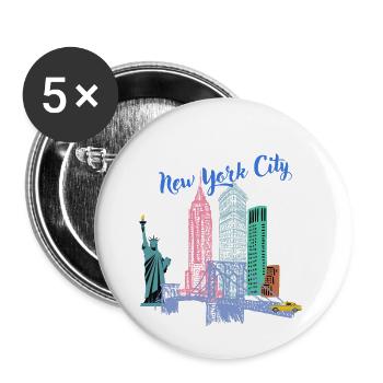 New York City mignon - Lot de 5 grands badges (56 mm) - blanc - Devant
