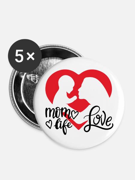 Das Leben der Mutter - Buttons groß 56 mm (5er Pack) - Weiß